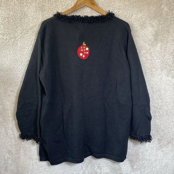 NWT Storybook Knits Ornament Fancy Cardigan Sweater 1X Christmas Beads Sequins - Picture 2 of 4